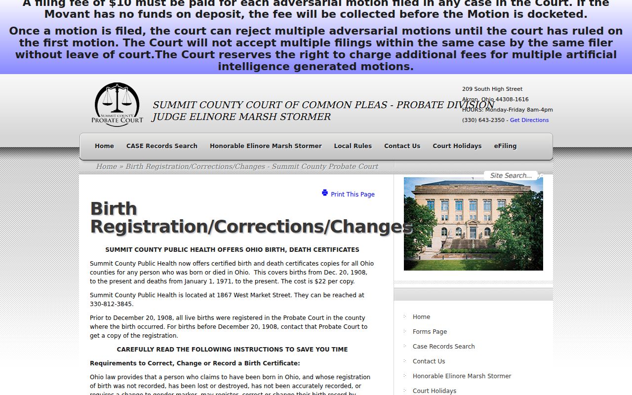 Cuyahoga Falls residents directory Probate vital records guidance