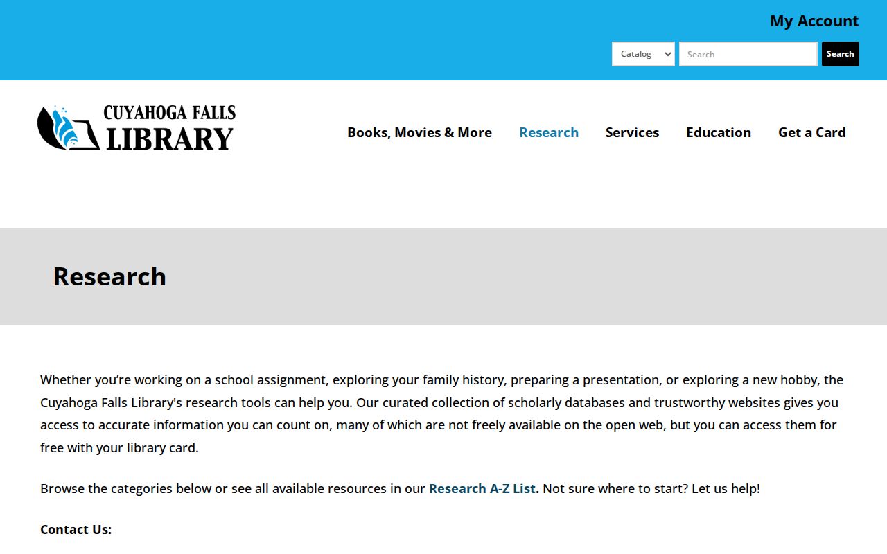 Cuyahoga Falls residents directory library research resources
