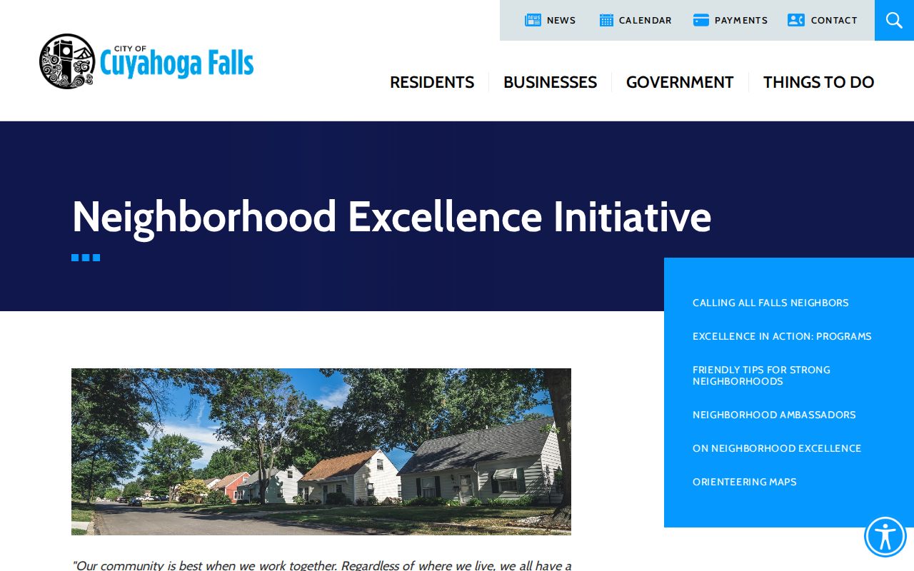 Cuyahoga Falls neighbors Neighborhood Excellence Initiative information