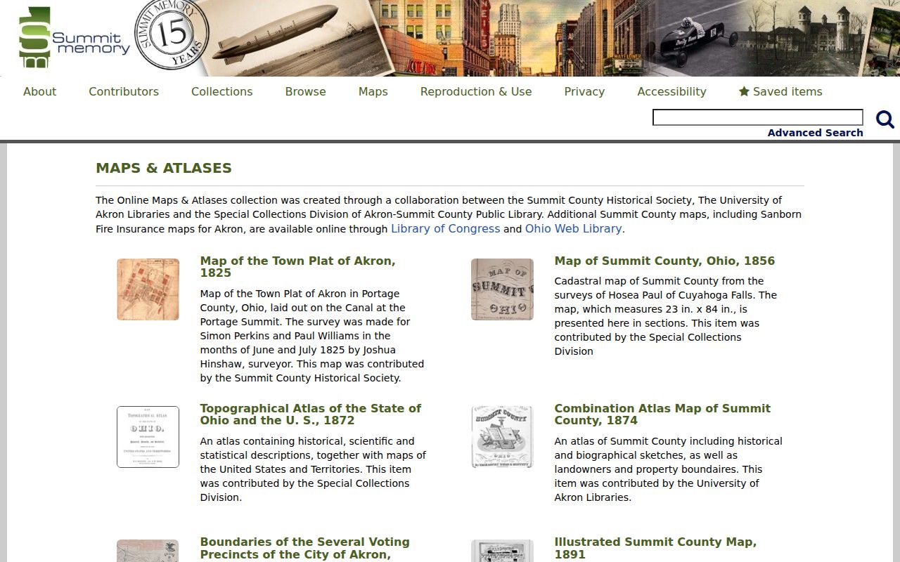 Cuyahoga Falls previous residents historic Summit County maps