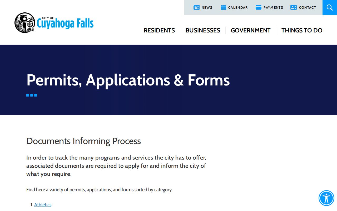 Cuyahoga Falls street directory permit and planning forms
